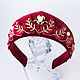 Band kokoshnik velvet with embroidery Red gold. Headband. ArtelL. My Livemaster. Фото №6