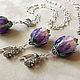 Серьги  Purple tulip, lampwork, серебро 925 пробы. Серьги классические. Ольга  Бабкина  -  BonBijou. Интернет-магазин Ярмарка Мастеров.  Фото №2