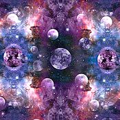 Материалы для творчества handmade. Livemaster - original item Fabric purple Space universe Space. Handmade.