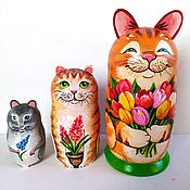 Русский стиль handmade. Livemaster - original item Matryoshka Cat Spring from March 8. Handmade.