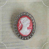 Субкультуры handmade. Livemaster - original item Cameo Brooch Girl background Pink 18h25 silver. Handmade.