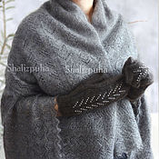 Knitted down gloves, jacquard 