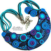 necklace polymer clay purple green mix (609)