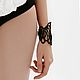 women's bracelet. Leather bracelet.,, Openwork doodles'. Black, Cuff bracelet, St. Petersburg,  Фото №1