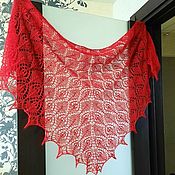 Аксессуары handmade. Livemaster - original item Bright red down shawl, knitted scarf ruby down shawl. Handmade.