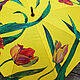 Yellow Umbrella with hand-painted Tulips yellow painted umbrella-walking stick. Umbrellas. UmbrellaFineArt. My Livemaster. Фото №5