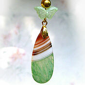 Украшения handmade. Livemaster - original item Light green Botswana Agate pendant with druze drop. Handmade.