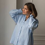 Одежда handmade. Livemaster - original item Oversize women`s shirt, color blue. Handmade.