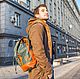 Кожаный рюкзак с клапаном: Зеленый с Терракотовым, Рюкзаки, Москва,  Фото №1