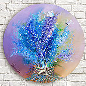 Картины и панно handmade. Livemaster - original item Lavender Painting Bright Bouquet Oil Painting Round Canvas. Handmade.