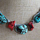 Turquoise-coral necklace on a linen thread, coral and turquoise. Necklace. Ritasdreams (ritasdreams). My Livemaster. Фото №6