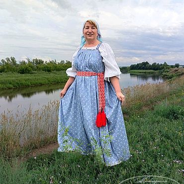 Русский стиль ручной работы. Ярмарка Мастеров - ручная работа Народный костюм-сарафан по традиционному крою, рубаха, пояс. Handmade.