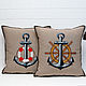Pillow with embroidery in marine style Anchor and steering Wheel. Pillow. pillowstown. My Livemaster. Фото №4