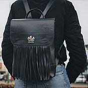 Рюкзак кожаный женский "Richer" (Черный)