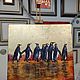 Painting penguins on the background of a golden sunset 60 by 70 cm potal. Pictures. paintmart (oikos). My Livemaster. Фото №6