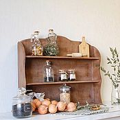 Kitchen shelf made of wood open wall Herbs of Provence