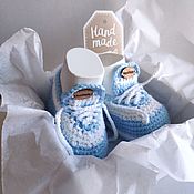 Одежда детская handmade. Livemaster - original item Knitted baby booties sneakers. Handmade.