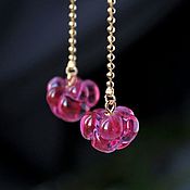 Украшения handmade. Livemaster - original item Crimson earrings - long gold-plated chain earrings. Handmade.