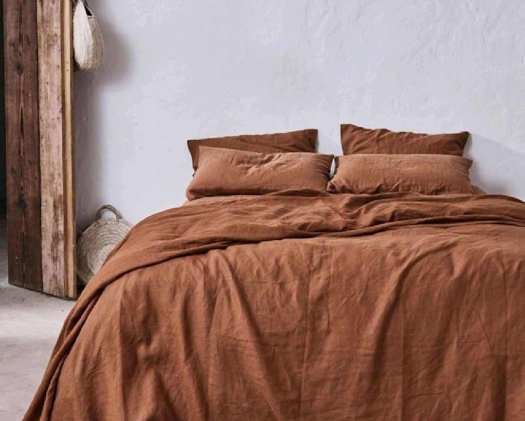 Льняное постельное белье Терракот умягченный лен в интернет-магазинеЯрмарка Мастеров по цене 20900 ₽ – ISALRRU