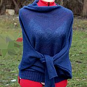 Одежда handmade. Livemaster - original item Asymmetric jumper blue mohair.. Handmade.