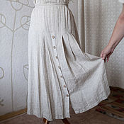 Одежда handmade. Livemaster - original item Miroslav`s linen skirt on a yoke with buttons and pockets is long. Handmade.