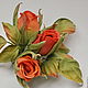 Cloth flowers Brooch - a bouquet of roses 'Orange mood'. Brooches. LIUDMILA SKRYDLOVA (flower glade). My Livemaster. Фото №6