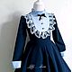 Школьное платье "Версаль" незабудка. Школьная форма. Little___dress. Интернет-магазин Ярмарка Мастеров.  Фото №2
