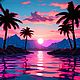 Постер, принт для печати "Synthwave sunset", Плакаты и постеры, Москва,  Фото №1