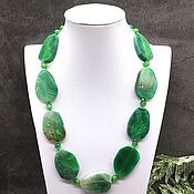 Украшения handmade. Livemaster - original item Natural green agate, cat`s eye author`s necklace. Handmade.