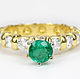 Round Natural Emerald & diamond Wedding band gold ring 18K,Yellow gold, Rings, West Palm Beach,  Фото №1
