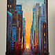 Painting 'Sunset in New York' oil on canvas 50h70 cm. Pictures. vestnikova. My Livemaster. Фото №4