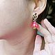 Серьги ручной работы  с цветами и зеленью. Серьги классические. MoranaJewelrYкрашения с цветами Санкт-Петербург. Ярмарка Мастеров.  Фото №4