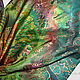 Платок шелковый с ручной росписью "Изумруд" зеленый, Платки, Санкт-Петербург,  Фото №1