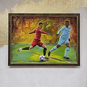 Картины и панно handmade. Livemaster - original item Oil painting 50 by 70 cm sports painting football gift to a football player. Handmade.