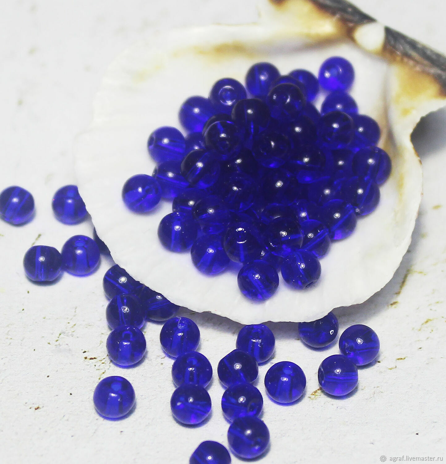 Round Beads 40 pcs 4 mm Blue, Beads1, Solikamsk,  Фото №1