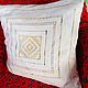 Pillow case, white linen, hand stitch embroidery, Pillow, Krasnodar,  Фото №1