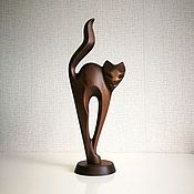 Sculpture wood cat 