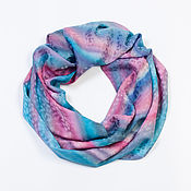 Аксессуары handmade. Livemaster - original item Silk scarf with hand-painted Sunset on the sea, jacquard. Handmade.