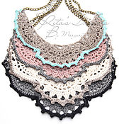 Украшения handmade. Livemaster - original item Necklace made of linen pointelle knit two-tone grey white black pink. Handmade.