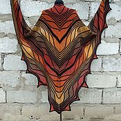 Large Knitted Phoenix Shawl. Spectacular Cape Shawl