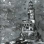 Картины и панно handmade. Livemaster - original item Pictures: Aniva Lighthouse. Sakhalin. Original. graphics. Handmade.