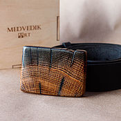 Аксессуары handmade. Livemaster - original item Oak belt made of wood and genuine leather. Handmade.