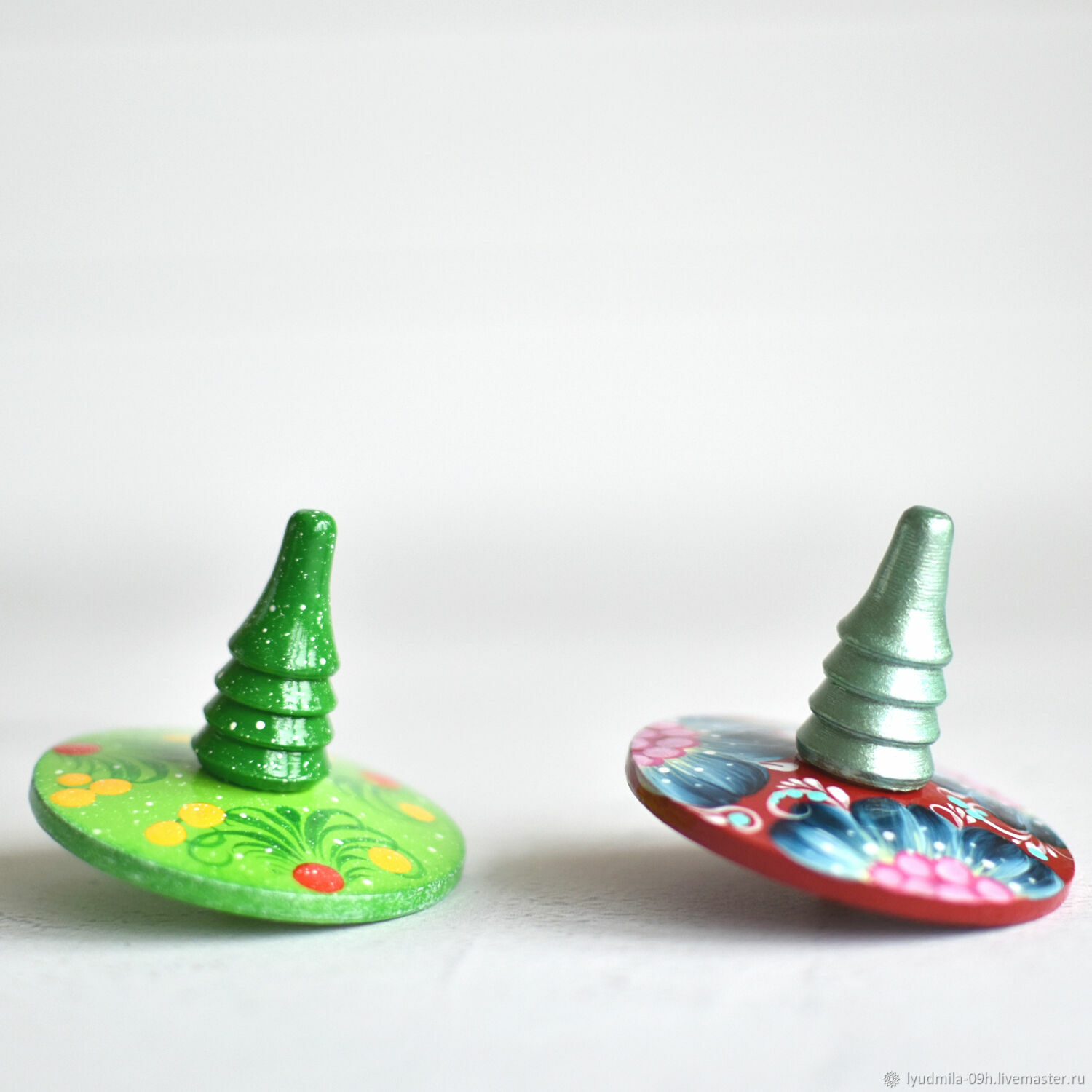 Набор юла (волчок) 2 шт. из дерева с ручной росписью в интернет ...