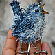 Textile brooch with embroidery Denim chick, Brooches, Pskov,  Фото №1