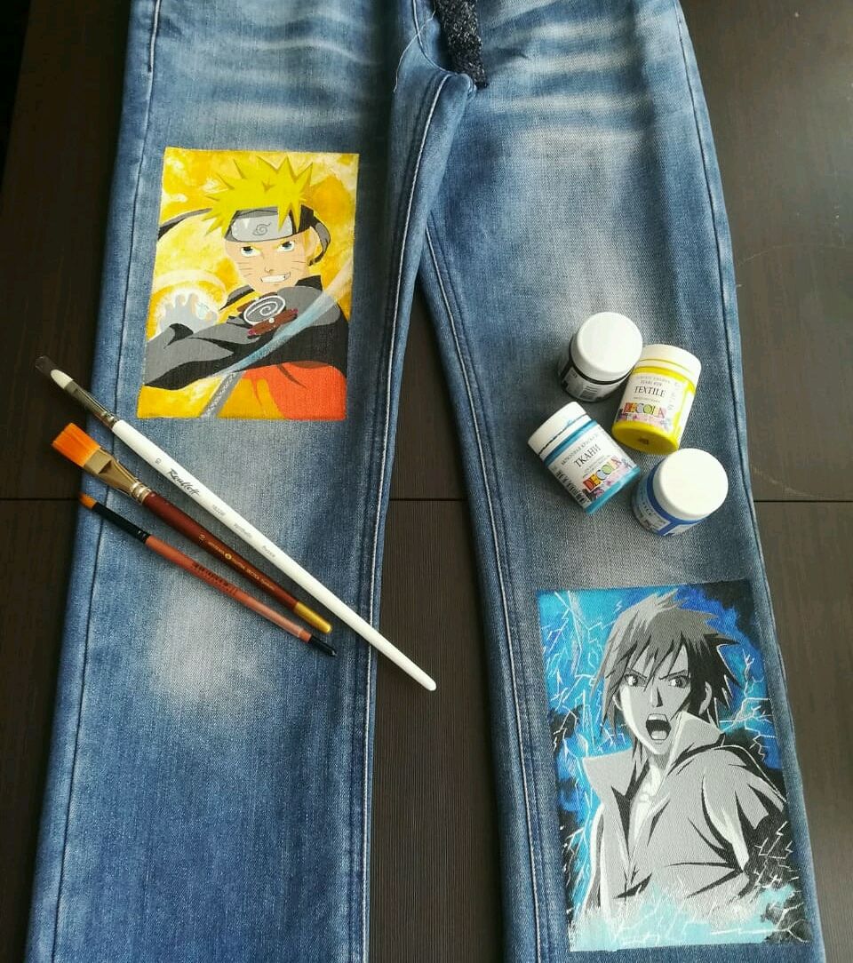 Роспись джинсов акриловыми красками