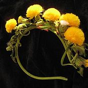 Украшения handmade. Livemaster - original item Headbands: Leather floral hair band with yellow dandelions. Handmade.