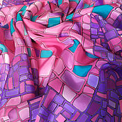 Аксессуары handmade. Livemaster - original item Silk shawl Pink lilac Batik Silk 100%. Handmade.