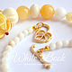 Necklace with lampwork bead, yellow flower, calcite, coral, mother of pearl. Beads2. White Book. My Livemaster. Фото №4