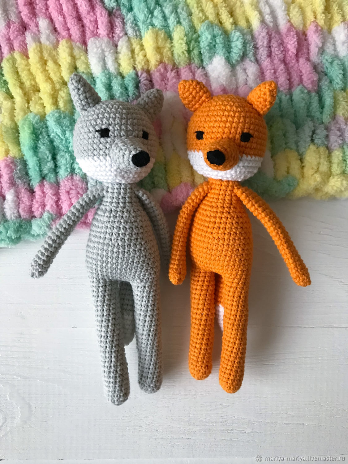 Вязаный волк из хлопка игрушка для новорожденного в интернет-магазине ...