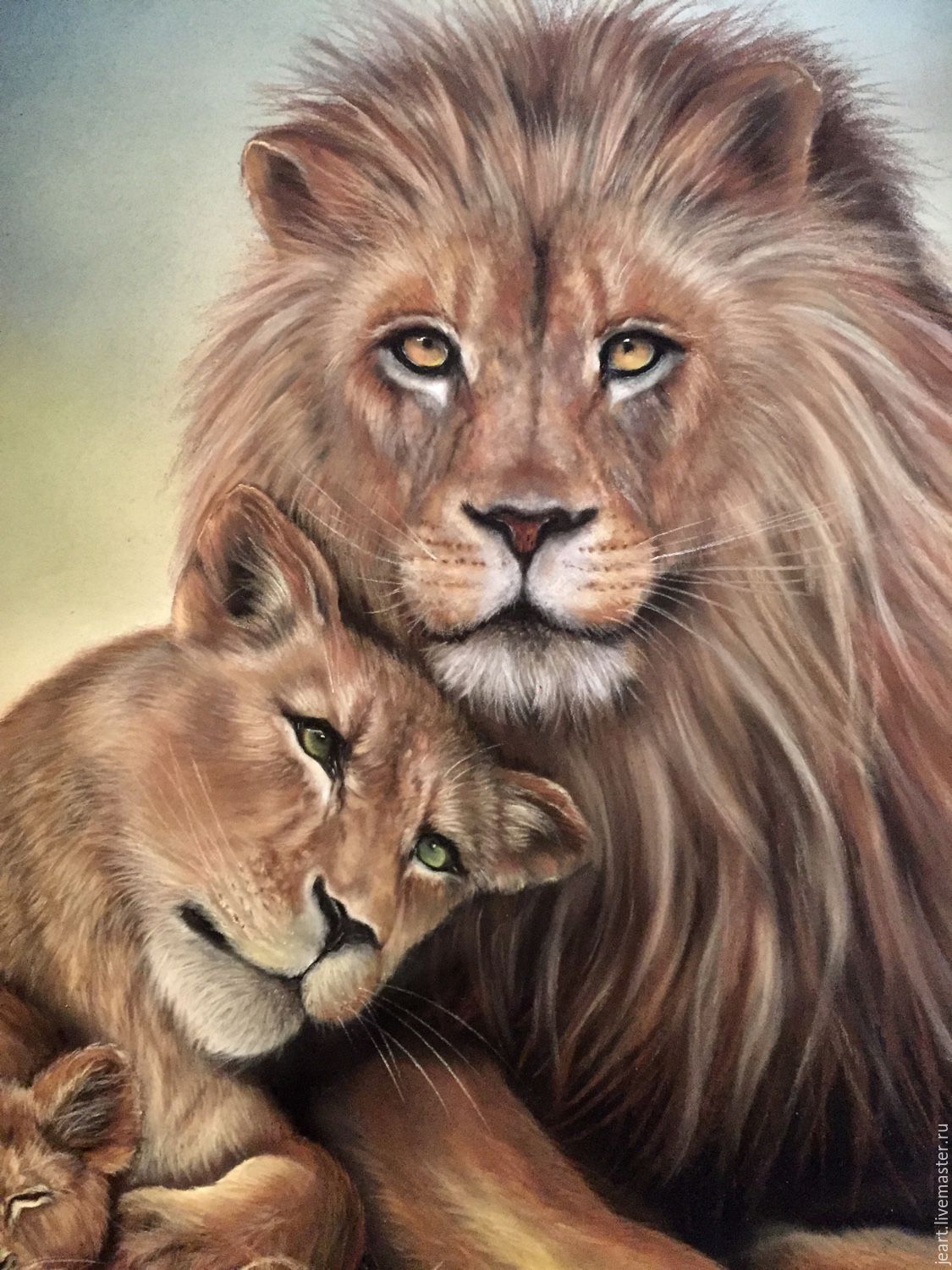 Лев львица и Львенок семья